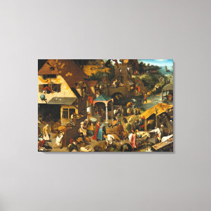 Pieter Bruegel de Ouderen - Netherlandish Proverbs Canvas Afdruk