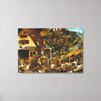 Pieter Bruegel de Ouderen - Netherlandish Proverbs Canvas Afdruk