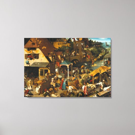 Pieter Bruegel de Ouderen - Netherlandish Proverbs Canvas Afdruk (Voorkant)