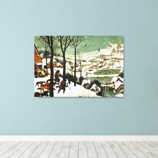 Pieter Bruegel Hunters in de sneeuw Canvas Afdruk (Insitu (Houten vloer))