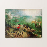 Pieter Bruegel Landschap met de Herfst van Icarus Legpuzzel<br><div class="desc">Pieter Bruegel Landschap met de Herfst van Icarus puzzle. Olie op canvas vanaf 1560. Een van de meest bediscussieerde mythologische schilderijen aller tijden. Het landschap met de Herfst van Icarus door Pieter Bruegel bedekt de Ouder een rijke landschapscène met boeren, vissers en zeilschepen. Icarus zelf is nauwelijks zichtbaar in de...</div>