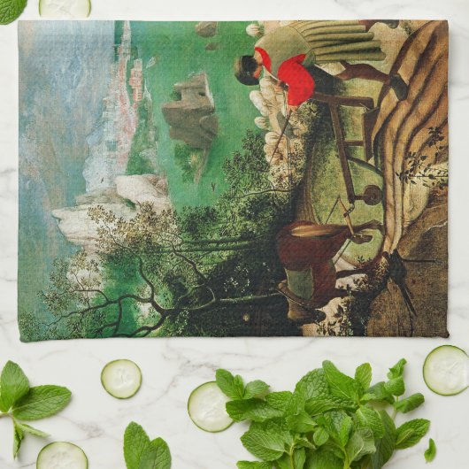 Pieter Bruegel Landschap met de Herfst van Icarus Theedoek (Gevouwen)