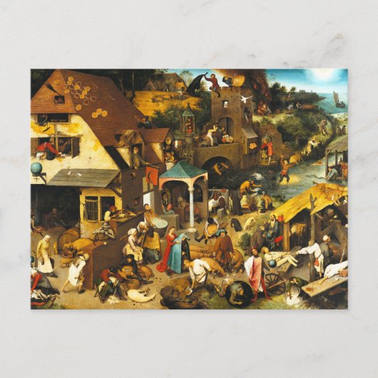 Pieter Bruegel Netherlandish Proverbs Briefkaart (Voorkant)