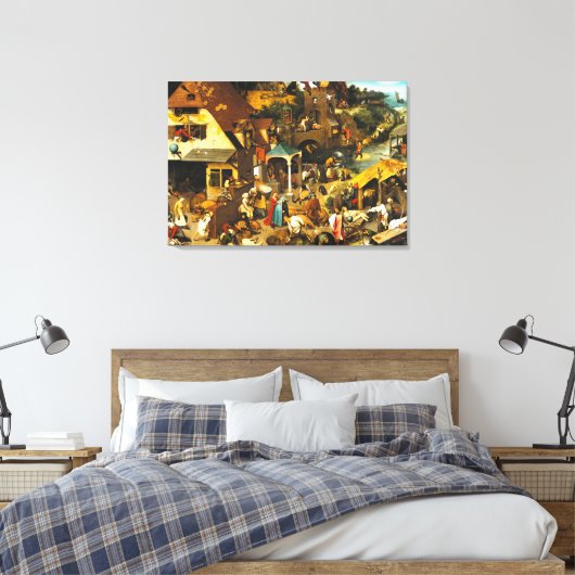 Pieter Bruegel Netherlandish Proverbs Canvas Afdruk (Insitu (Slaapkamer))