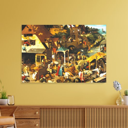 Pieter Bruegel Netherlandish Proverbs Canvas Afdruk (Insitu (Woonkamer))