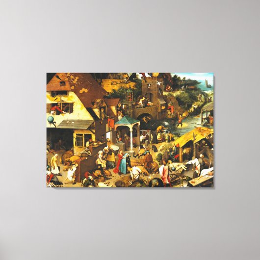 Pieter Bruegel Netherlandish Proverbs Canvas Afdruk (Voorkant)