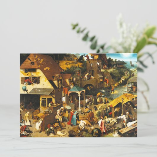 Pieter Bruegel Netherlandish Proverbs Invitations Kaart (Staand voorkant)