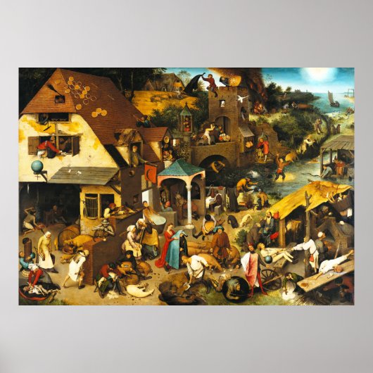 Pieter Bruegel Netherlandish Proverbs Poster (Voorkant)