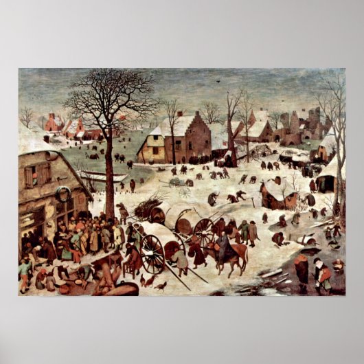 Pieter Bruegel the Elder - Census at Bethlehem Poster (Voorkant)