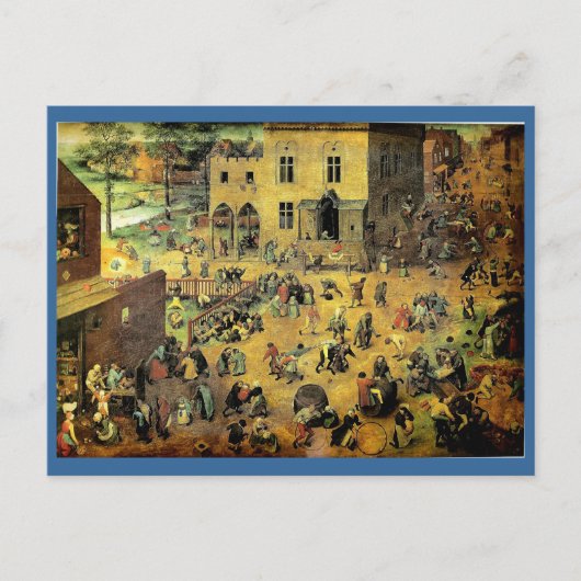 Pieter Bruegel's "Kinderspelen" - 1560 Briefkaart (Voorkant)