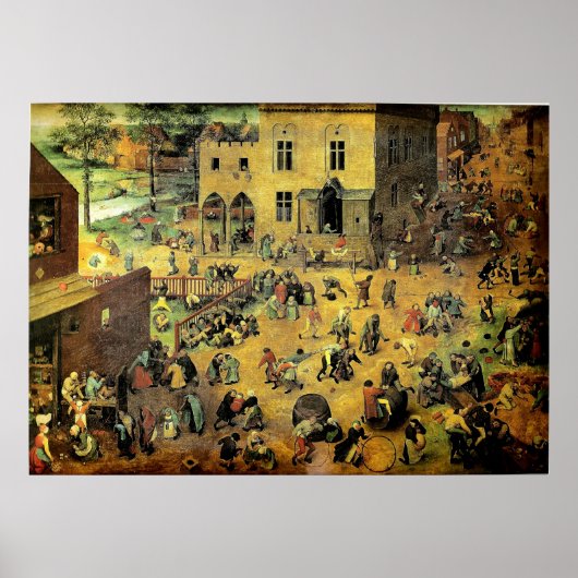 Pieter Bruegel's "Kinderspelen" - 1560 Poster (Voorkant)