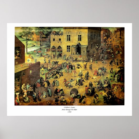 Pieter Bruegel's "Kinderspelen" - 1560 Poster (Voorkant)