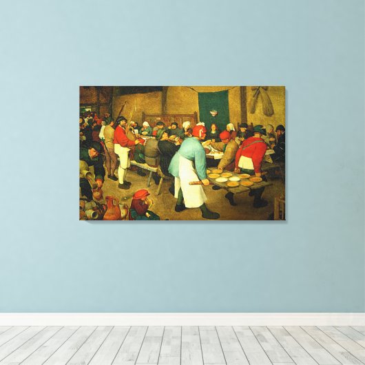 Pieter Bruegel's The Peasant Wedding (1568) Canvas Afdruk (Insitu (Houten vloer))
