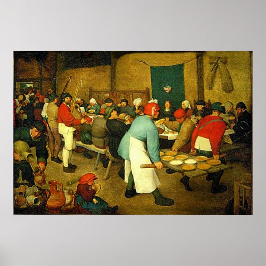 Pieter Bruegel's The Peasant Wedding (1568) Poster (Voorkant)