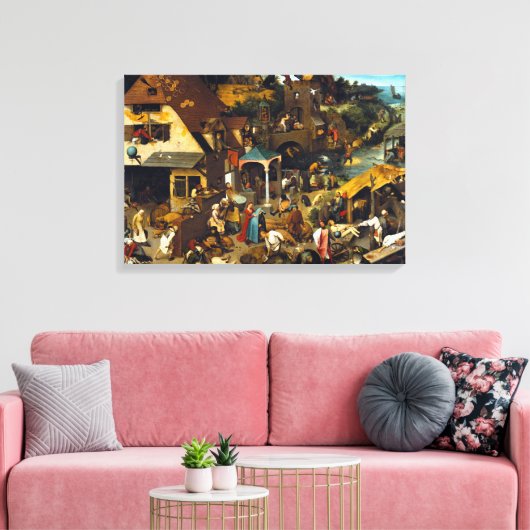 Pieter Brueghel Netherlandish Proverbs Canvas Afdruk (Insitu (Woonkamer))