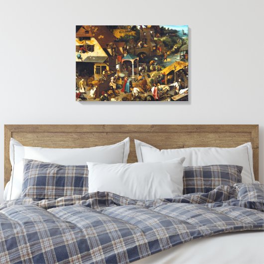 Pieter Brueghel Netherlandish Proverbs Canvas Afdruk (Insitu (Slaapkamer))