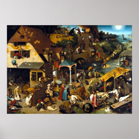 Pieter Brueghel Netherlandish Proverbs Poster (Voorkant)