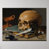 Pieter Claesz: Nog steeds leven met een schedel Poster (Voorkant)