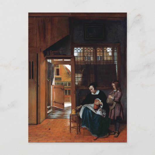 Pieter de Hooch A Woman Preparing Bread and Butter Briefkaart (Voorkant)