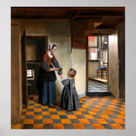 Pieter de Hooch A Woman with a Child in een Pantry Poster (Voorkant)