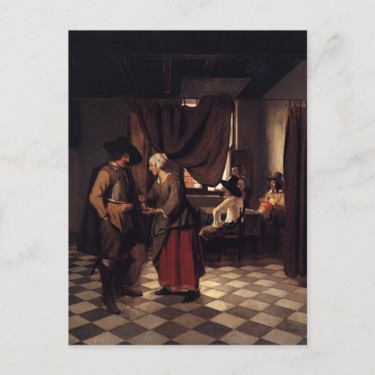 Pieter de Hooch - Betalen van de Hostess Briefkaart (Voorkant)