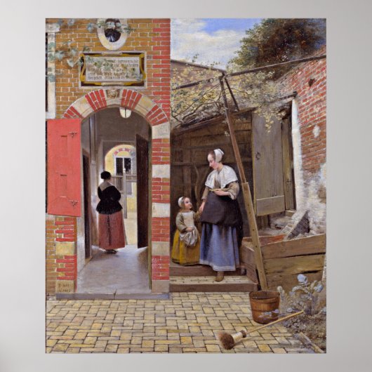 Pieter de Hooch - Courtyard of a House in Delft Poster (Voorkant)