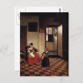 Pieter Hooch - Een vrouw met een Baby in haar tas Briefkaart (Voorkant / Achterkant)