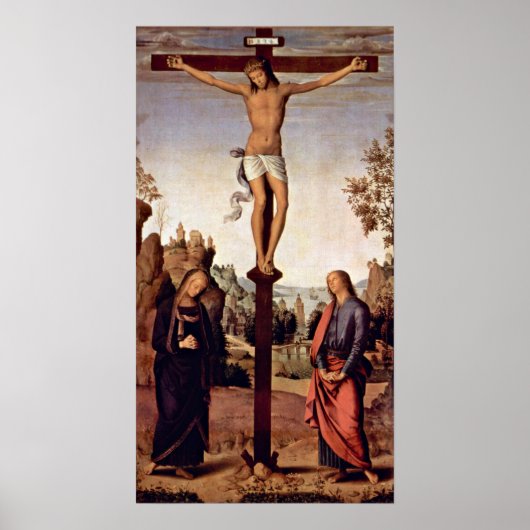 Pietro Perugino - Crucifixatie met Mary Poster (Voorkant)