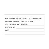 PIF-vergunningsnummer New Jersey Motor Vehicle Com Zelfinktende Stempel (Design)