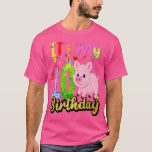 Pig 10th Birthday 10 Years Old Pig Birthday P T-shirt
