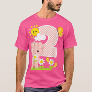Pig 2nd Birthday Girl 2 Year Old Birthday Cute Pig T-shirt