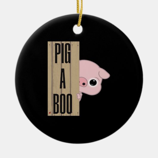 Pig A Boo Fence Keramisch Ornament (Voorkant)