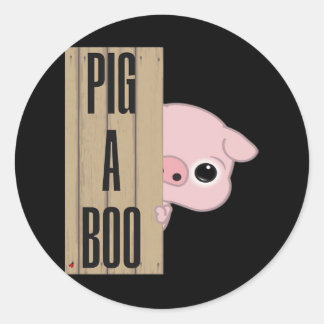 Pig A Boo Fence Ronde Sticker