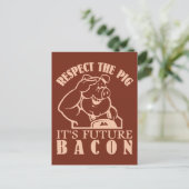 PIG AAN BACON briefkaart aangepaste kleur (Staand voorkant)