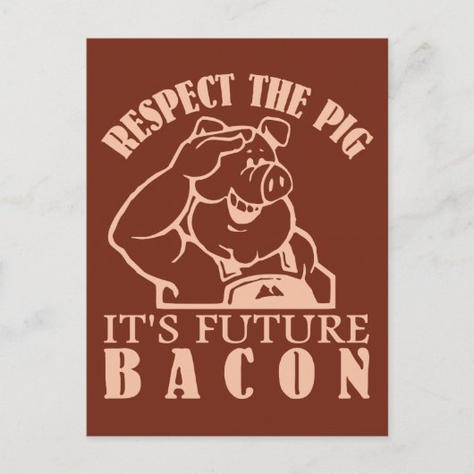 PIG AAN BACON briefkaart aangepaste kleur (Voorkant)