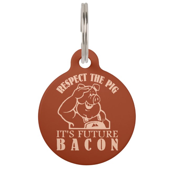 PIG AAN BACON label van de douanekleur Huisdierpenning (Voorkant)