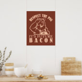 PIG AAN BACON poster aangepaste kleur (Keuken)