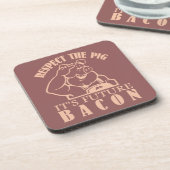 PIG AAN de onderzetters van de douanekleur BACON (Linkerzijde)