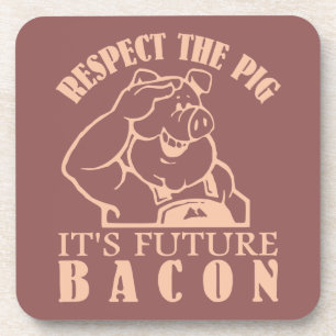 PIG AAN de onderzetters van de douanekleur BACON