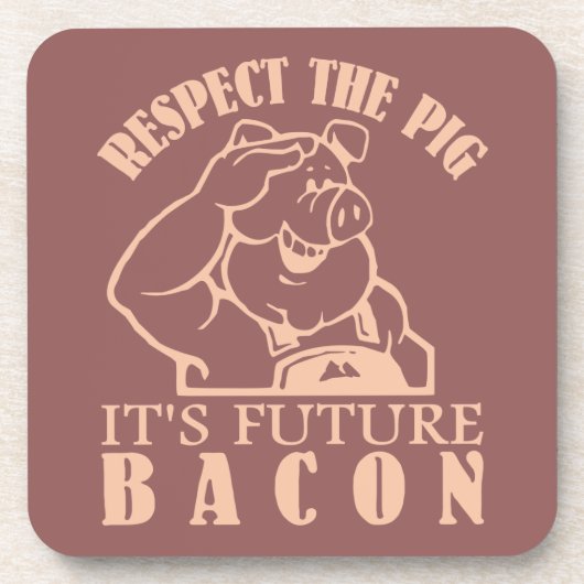 PIG AAN de onderzetters van de douanekleur BACON (Voorkant)