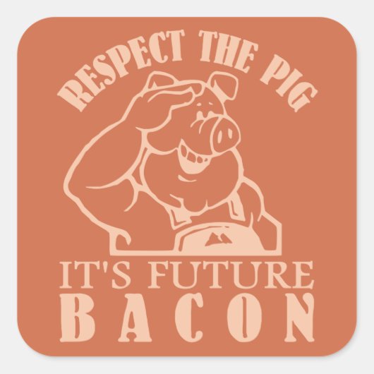 PIG AAN de stickers van de douanekleur BACON (Voorkant)