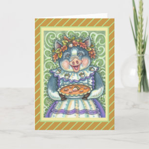 PIG & ACORN PIE, THANKSGIVING GEMAAKT MET LOVE FEESTDAGEN KAART