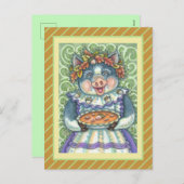 PIG & ACORN PIE, THANKSGIVING GEMAAKT MET LOVE FEESTDAGENKAART (Voorkant / Achterkant)