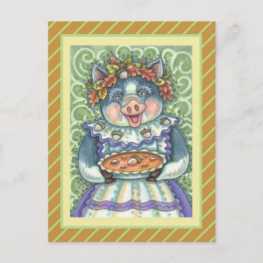 PIG & ACORN PIE, THANKSGIVING GEMAAKT MET LOVE FEESTDAGENKAART (Voorkant)