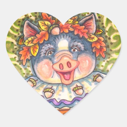 PIG & ACORN PIE, THANKSGIVING GEMAAKT MET LOVE HART STICKER (Voorkant)