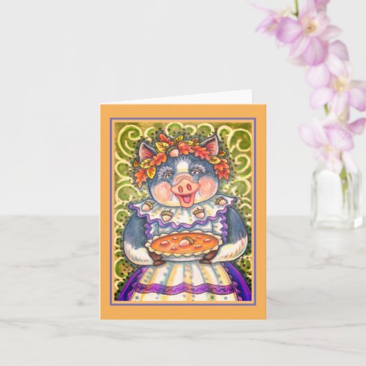 PIG & ACORN PIE, THANKSGIVING GEMAAKT MET LOVE lee Kaart (Orchidee)