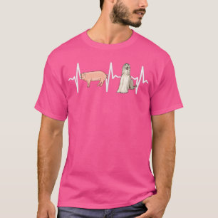 Pig Afghan Hound Heartbeat Hondenliefhebber T-shirt