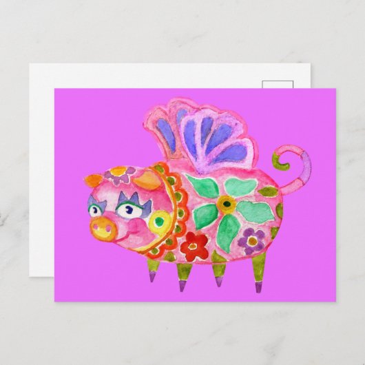 Pig Alebrije Briefkaart (Voorkant / Achterkant)