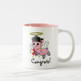Pig Angel Afstuderen gefeliciteerd Tweekleurige Koffiemok