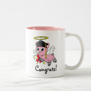 Pig Angel Afstuderen gefeliciteerd Tweekleurige Koffiemok